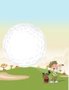 Cartoon golfer boy shooting a golf ball
