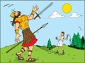 Cartoon of Goliath defeated by Royalty Free Stock Photo