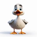 Funny 3d Realistic Duck Animation On White Background