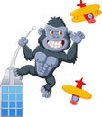 Cartoon gorilla above the building Royalty Free Stock Photo