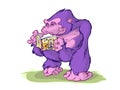 Cartoon Gorilla reading book Royalty Free Stock Photo