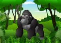 Cartoon gorilla in the thick rain forest Royalty Free Stock Photo