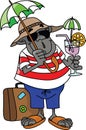 Cartoon gorilla on vacation drinking cocktail vector Royalty Free Stock Photo