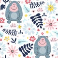 Cartoon gorillas seamless background for kids