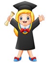 Cartoon graduate girl with diploma Royalty Free Stock Photo