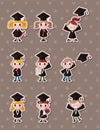 Cartoon Graduate students stickers Royalty Free Stock Photo