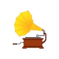 Cartoon Gramophone record player drawing. Cute illustration of vintage music equipment