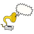 cartoon gramophone with speech bubble