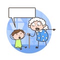 Cartoon Grand Mother Scolding to Her Grandson Vector Illustration