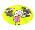 Cartoon Grandma Presenting Flock of Books Vector Illustration Royalty Free Stock Photo