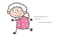 Cartoon Grandma Running Vector Illustration Royalty Free Stock Photo