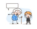 Cartoon Grandma Threatening to Her Grand Child Vector Illustration