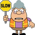 Cartoon Grandmother Crossing Gaurd Slow
