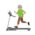 Cartoon grandmother on a treadmill