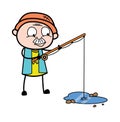 Cartoon Grandpa Fishing