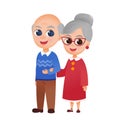 Cartoon grandparents old couple