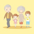 Cartoon grandparents with their grandchildren Royalty Free Stock Photo