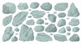 Cartoon granite rocks and grey pebbles, boulder rocky stones. Granite stones, mountain rock stone heap flat vector illustration on Royalty Free Stock Photo