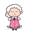 Cartoon Granny Doing Yoga Vector Illustration