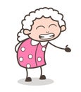 Cartoon Granny Getting Irritate Face Expression Vector Illustration