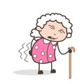 Cartoon Granny Having Pain in the Waist Vector Illustration
