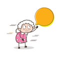 Cartoon Granny Pointing on Speech Bubble Vector Illustration Royalty Free Stock Photo