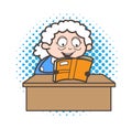 Cartoon Granny Reading Funny Jokes and Laughing Vector Graphic