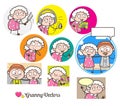 Cartoon Granny`s Many Concepts Graphics Vector Illustrations