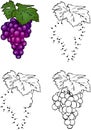 Cartoon grape. Vector illustration. Coloring and dot to dot game