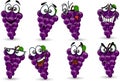 Cartoon grapes with emotions ,vector Royalty Free Stock Photo