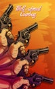 Cartoon human hands holding old revolver Royalty Free Stock Photo