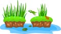 Cartoon grass and canes on a bump in the swamp. Royalty Free Stock Photo