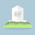 Cartoon grave flat design. Vector illustration, long shadow, halloween.