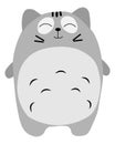 Cartoon gray fat cat smiling on a white background Royalty Free Stock Photo