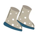 Cartoon gray rubber rain boots. Vector clip art illustration.