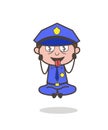Cartoon Greedy Officer with Money-Mouth Face Vector