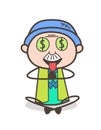 Cartoon Greedy Old Guy Expression for Money Vector Illustration