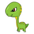 Cartoon of Green Baby Brontosaurus Dinosaur