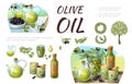 Cartoon Green And Black Olive Composition Royalty Free Stock Photo