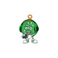 Cartoon green christmas ball with character bring gaming