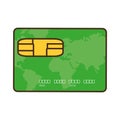 cartoon green credit card global bank