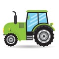 Cartoon green flat vector Tractor vehicle farm icon