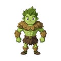 Cartoon Green Forest Creature Warrior Character Illustration on White Background Royalty Free Stock Photo