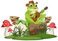 Cartoon Green frog Playing Guitar Royalty Free Stock Photo