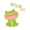 Cartoon green frog. Vector illustration on a white background. Royalty Free Stock Photo