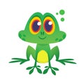 Cartoon green froggy frog mascot character in cartoon style. Vector illustration isolated on white. Royalty Free Stock Photo