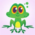 Cartoon green froggy frog mascot character in cartoon style. Vector illustration isolated on white Royalty Free Stock Photo