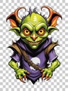 Cartoon green goblin character design illustration on transparent background