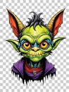 Cartoon green goblin character design illustration on transparent background