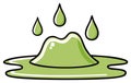 Cartoon green liquid slime blob with three drops falling and splashing Royalty Free Stock Photo